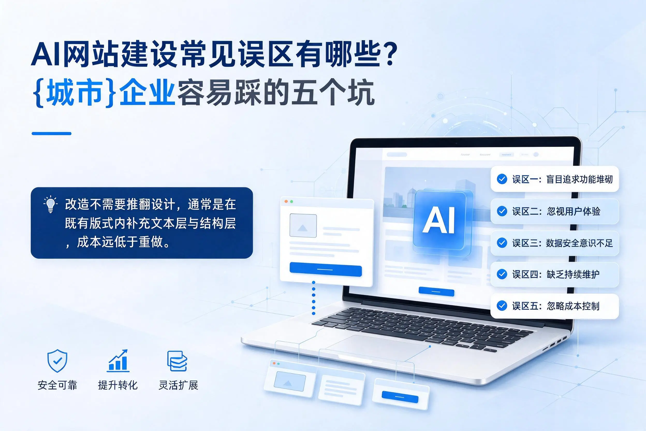 AI网站建设常见误区有哪些?克孜勒苏企业容易踩的五个坑