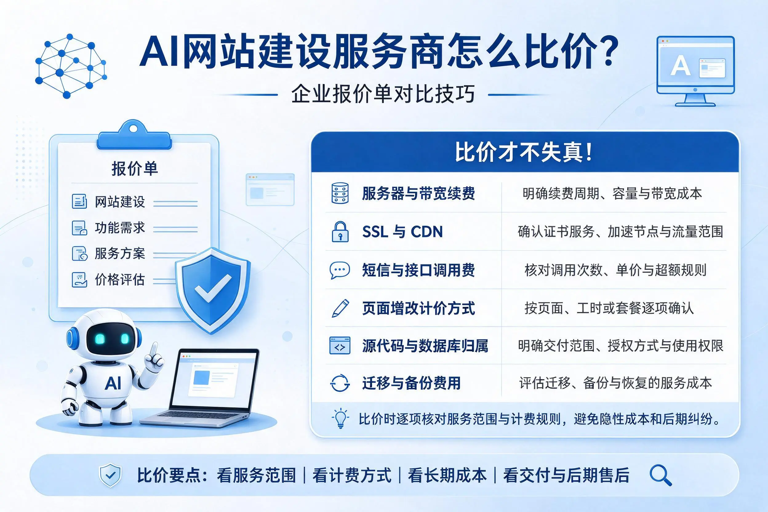 AI网站建设服务商怎么比价？克孜勒苏企业报价单对比技巧